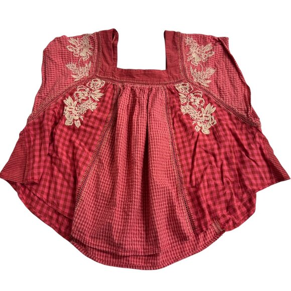 Free People Half Moon Gingham Check Shirt Blouse - Picture 1 of 4